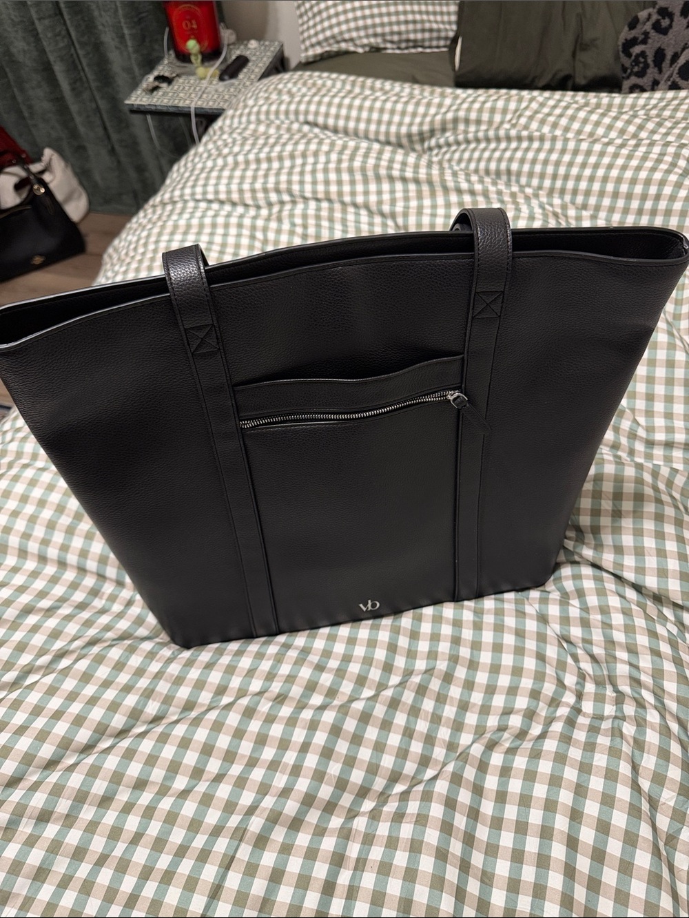 Vera Bradley Black Pebbled Leather Tote